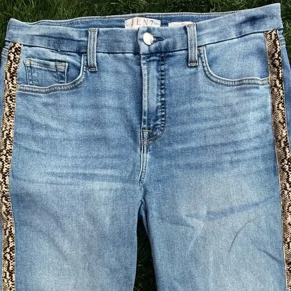 Jen7 for 7 For All Mankind Crest Ankle Straight Snakeskin Stripe Denim Jeans 8 - Picture 3 of 10